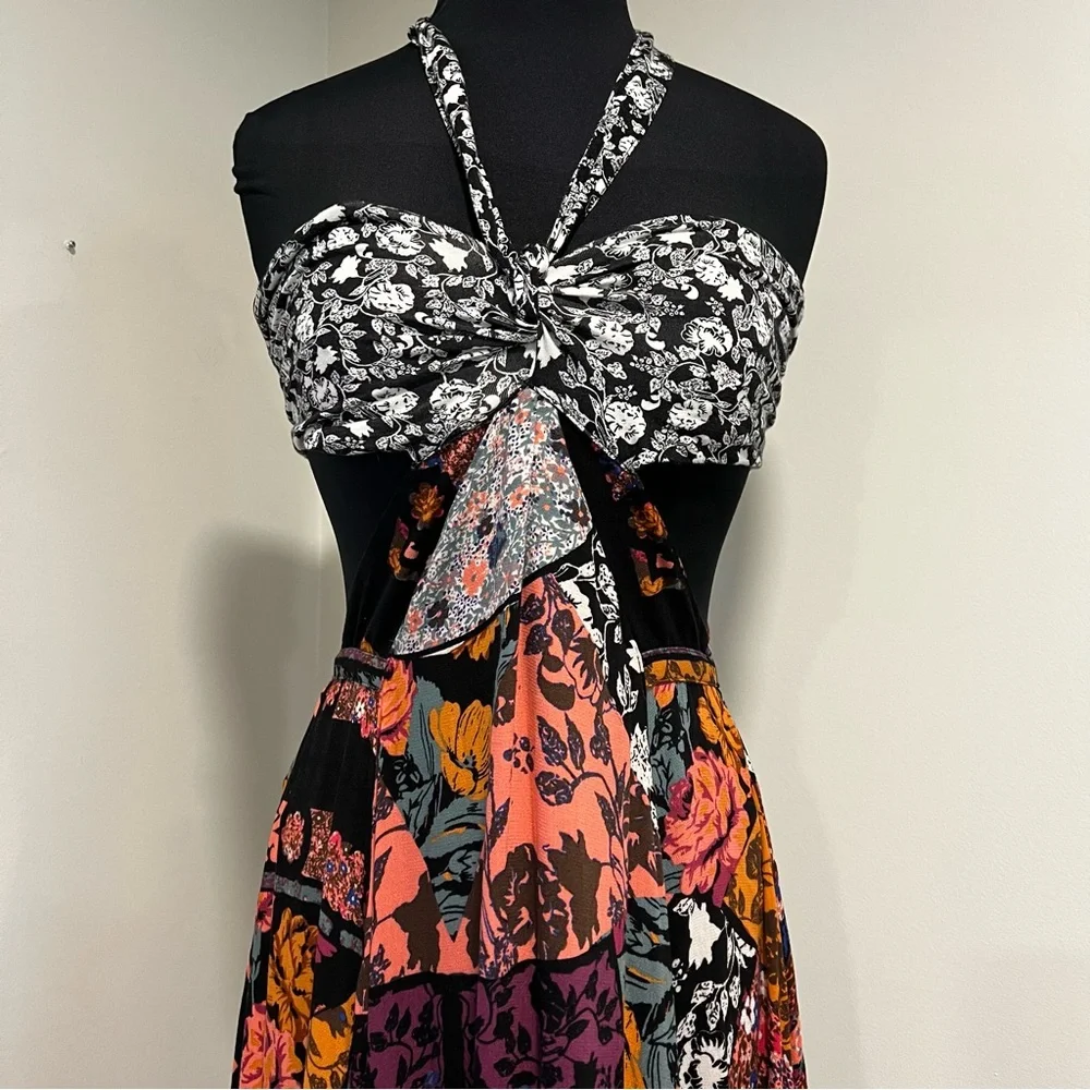 Free People Patchwork Maxi Dress in Black, Pink, Orange and Purple - Picture 8 of 16